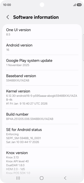 Your phone's software version is displayed below Android version. Your phone's software version is displayed below Android version.