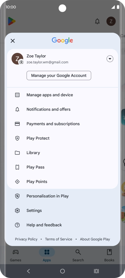 Press Manage apps and device. Press Manage apps and device.
