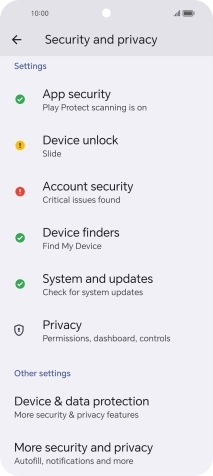 Press More security and privacy.