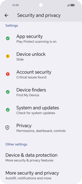 Press More security and privacy.