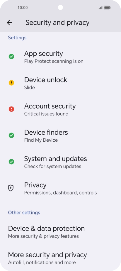 Press More security and privacy.