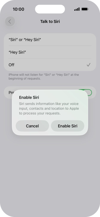 Press Enable Siri.