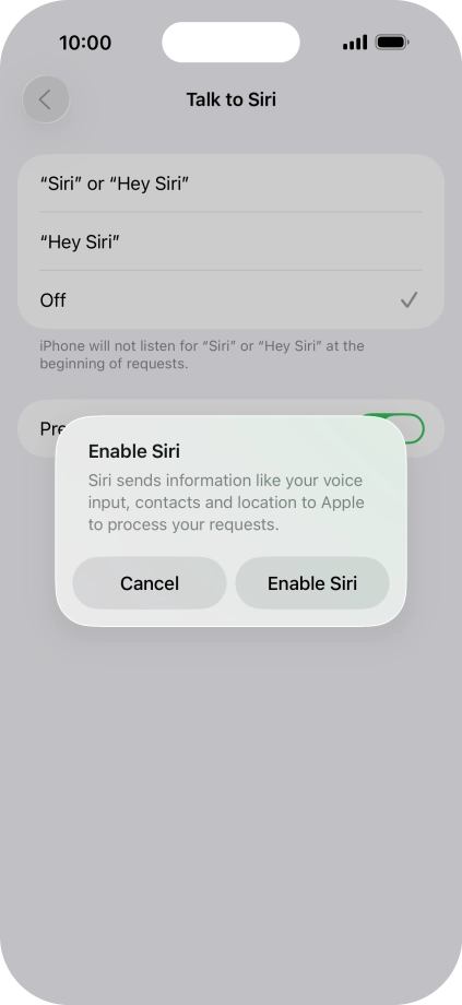 Press Enable Siri.