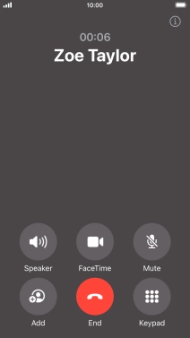 Press the end call icon to end the call and return to the home screen.