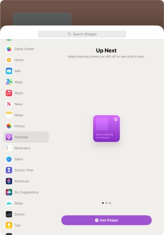 Slide your finger right or left on the screen to select the required widget size. Slide your finger right or left on the screen to select the required widget size.