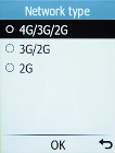 Select the required network mode.