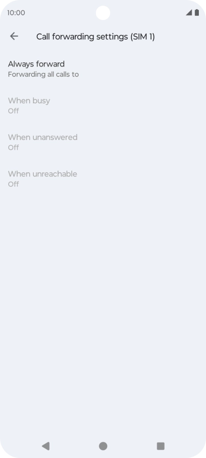 Press the required divert type. Press the required divert type.