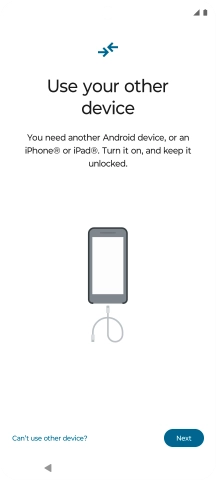 Press Can't use old device?.