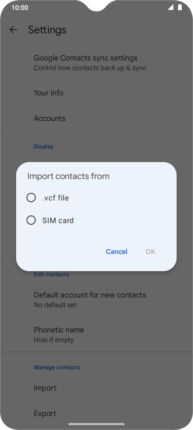 Press the name of the SIM. Press the name of the SIM.
