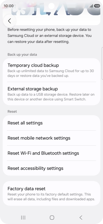 Press Factory data reset. Press Factory data reset.
