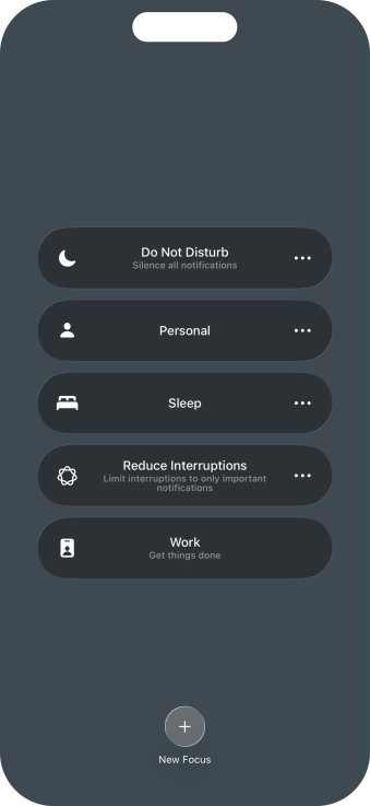 Press the required focus mode to activate or deactivate it immediately. Press the required focus mode to activate or deactivate it immediately.