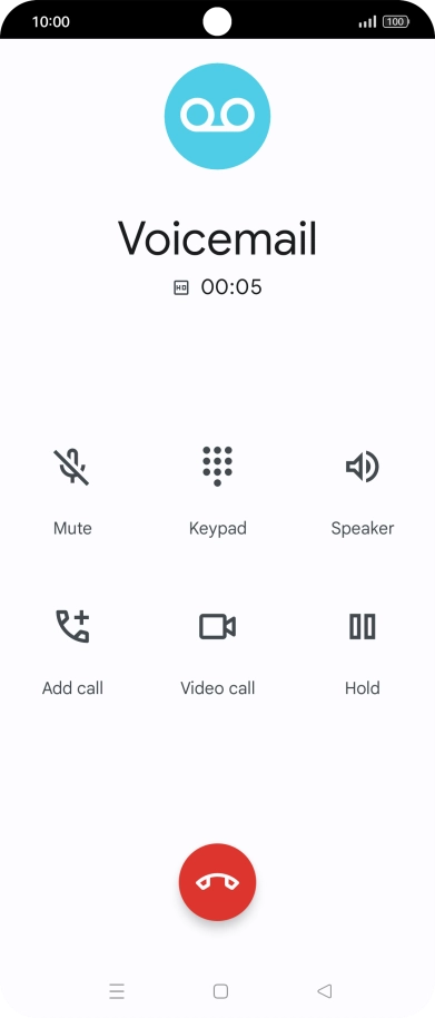 Press the end call icon. Press the end call icon.