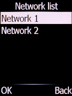 Select the required network and press the Left selection key.