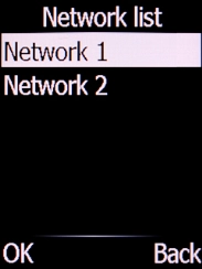 Select the required network and press the Left selection key.
