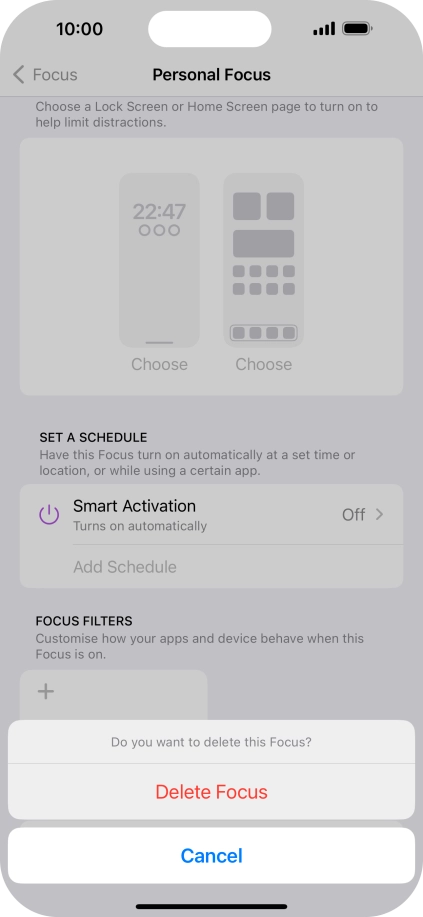 Press Delete Focus.