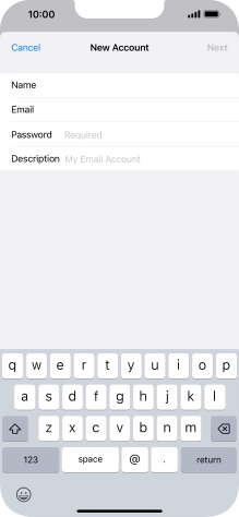 Press Password and key in the password for your email account. Press Password and key in the password for your email account.