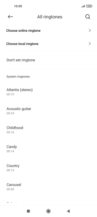Press Choose local ringtone and go to the required folder. Press Choose local ringtone and go to the required folder.