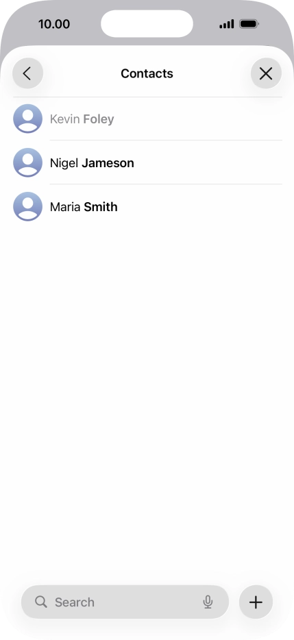 Press the required contact. Press the required contact.