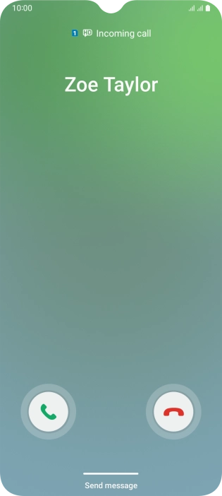 Press and drag the accept call icon right. Press and drag the accept call icon right.