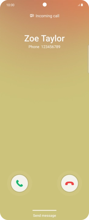 Press and drag the accept call icon right. Press and drag the accept call icon right.