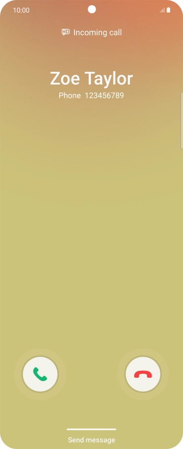 Press and drag the accept call icon right. Press and drag the accept call icon right.