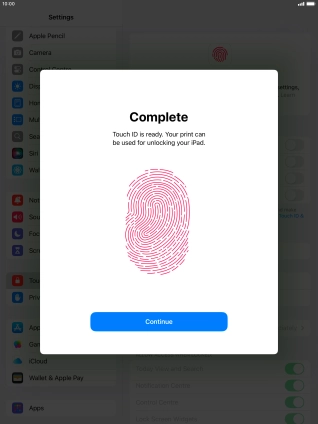 Press Continue. If you haven't previously selected a lock code, key in a code of your own choice twice.