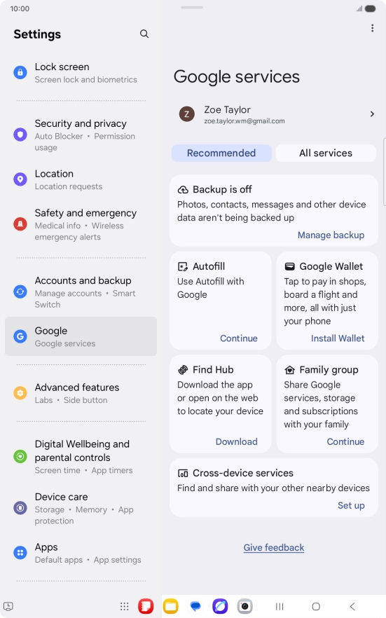 Press Manage backup. Press Manage backup.