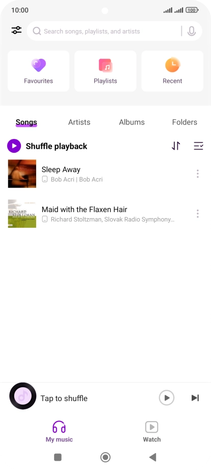 Press the required audio file. Press the required audio file.
