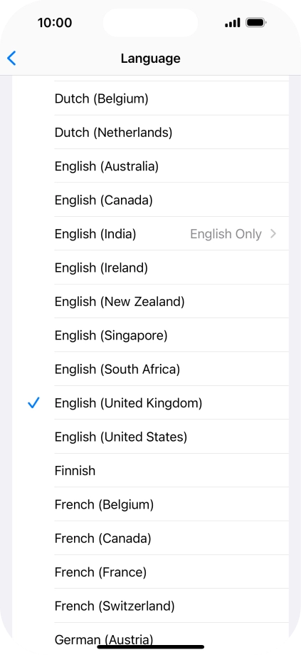 Press the required language. Press the required language.