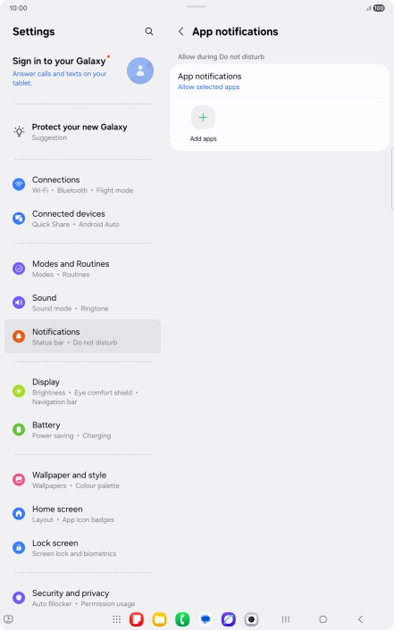 Press Add apps and follow the instructions on the screen to select which apps you would like to receive notifications from when Do Not Disturb is turned on. Press Add apps and follow the instructions on the screen to select which apps you would like to receive notifications from when Do Not Disturb is turned on.