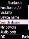 Select Search device and press the Left selection key.