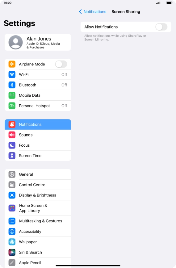 Press the indicator next to 