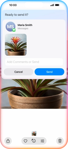 Ask Siri to share the screen content with your contacts. Ask Siri to share the screen content with your contacts.