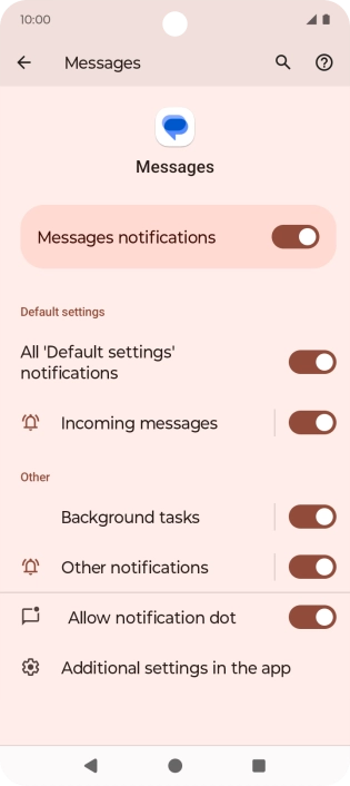 Press Incoming messages.