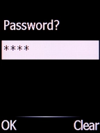 Key in the phone lock code (default is 12345) and press the Left selection key. Key in the phone lock code (default is 12345) and press the Left selection key.