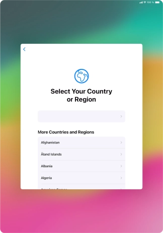Press the required country or area. Press the required country or area.