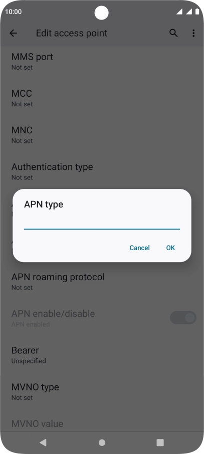 Key in default and press OK. Key in default and press OK.