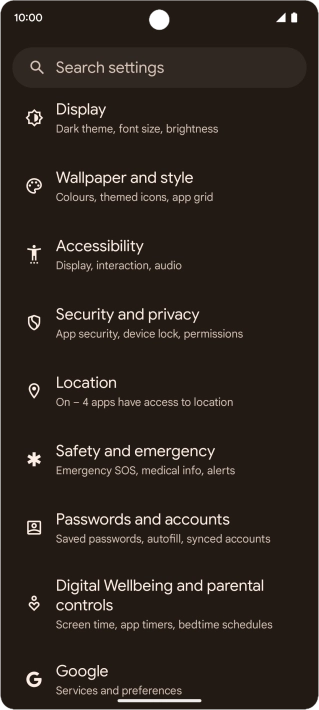 Press Passwords and accounts. Press Passwords and accounts.