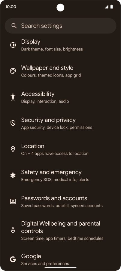 Press Passwords and accounts. Press Passwords and accounts.