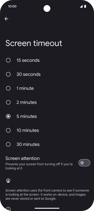 Press the required setting. Press the required setting.
