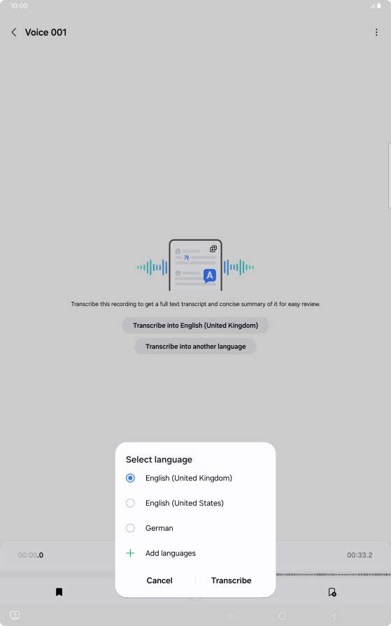 Press the recorded language.