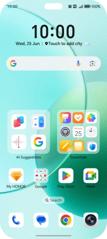 The alarm icon shows that the alarm is set.