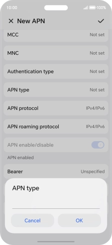 Key in default and press OK.