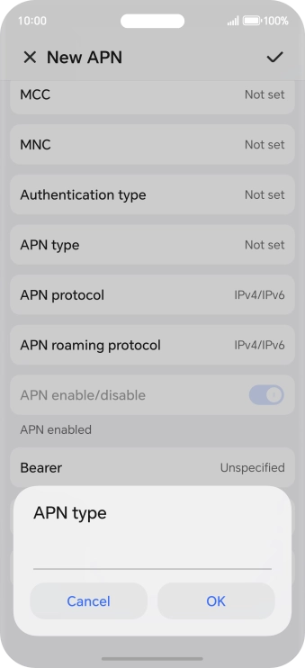 Key in default and press OK.