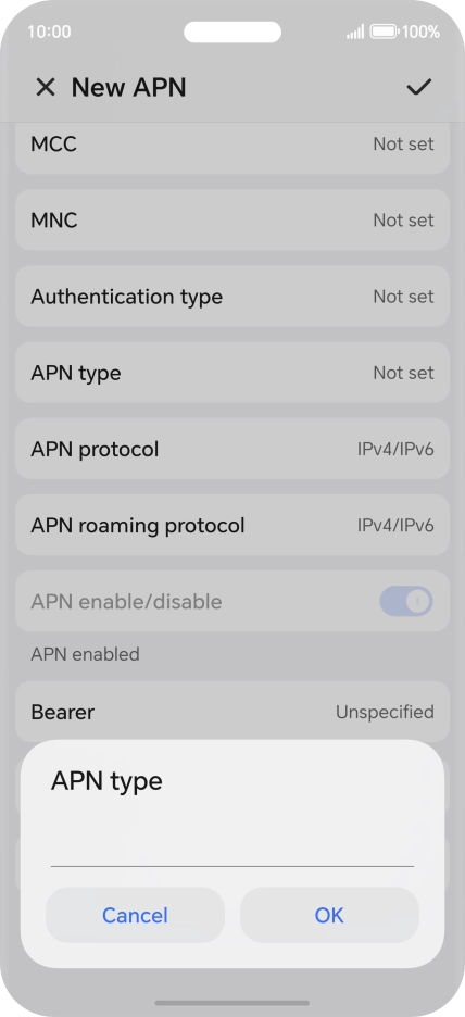 Key in default and press OK.