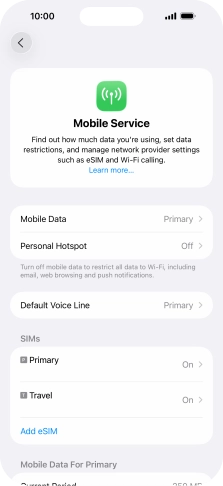 Press the required eSIM below 