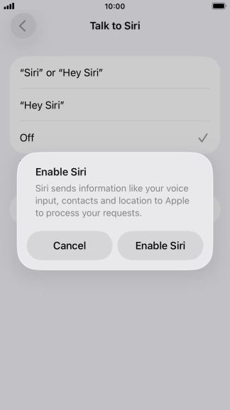 Press Enable Siri. Press Enable Siri.