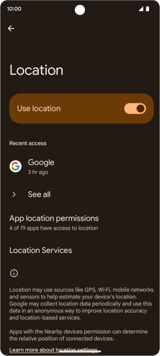Press App location permissions. Press App location permissions.