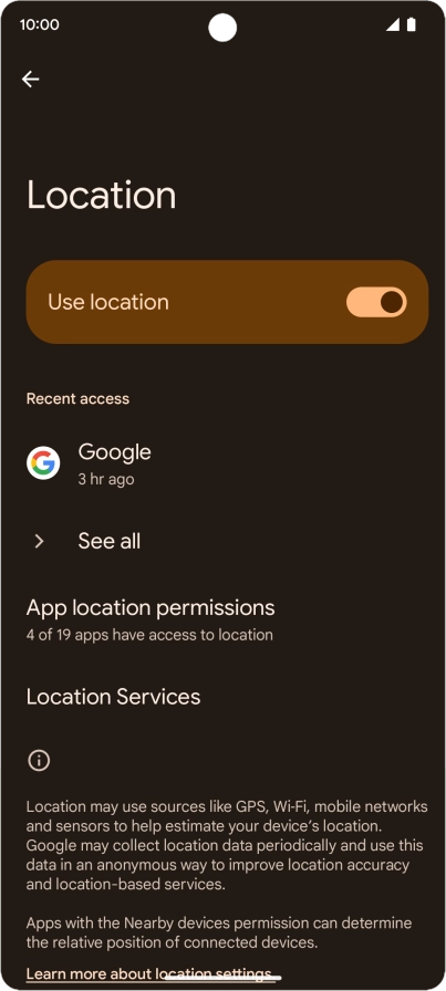 Press App location permissions. Press App location permissions.