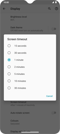 Press the required setting.